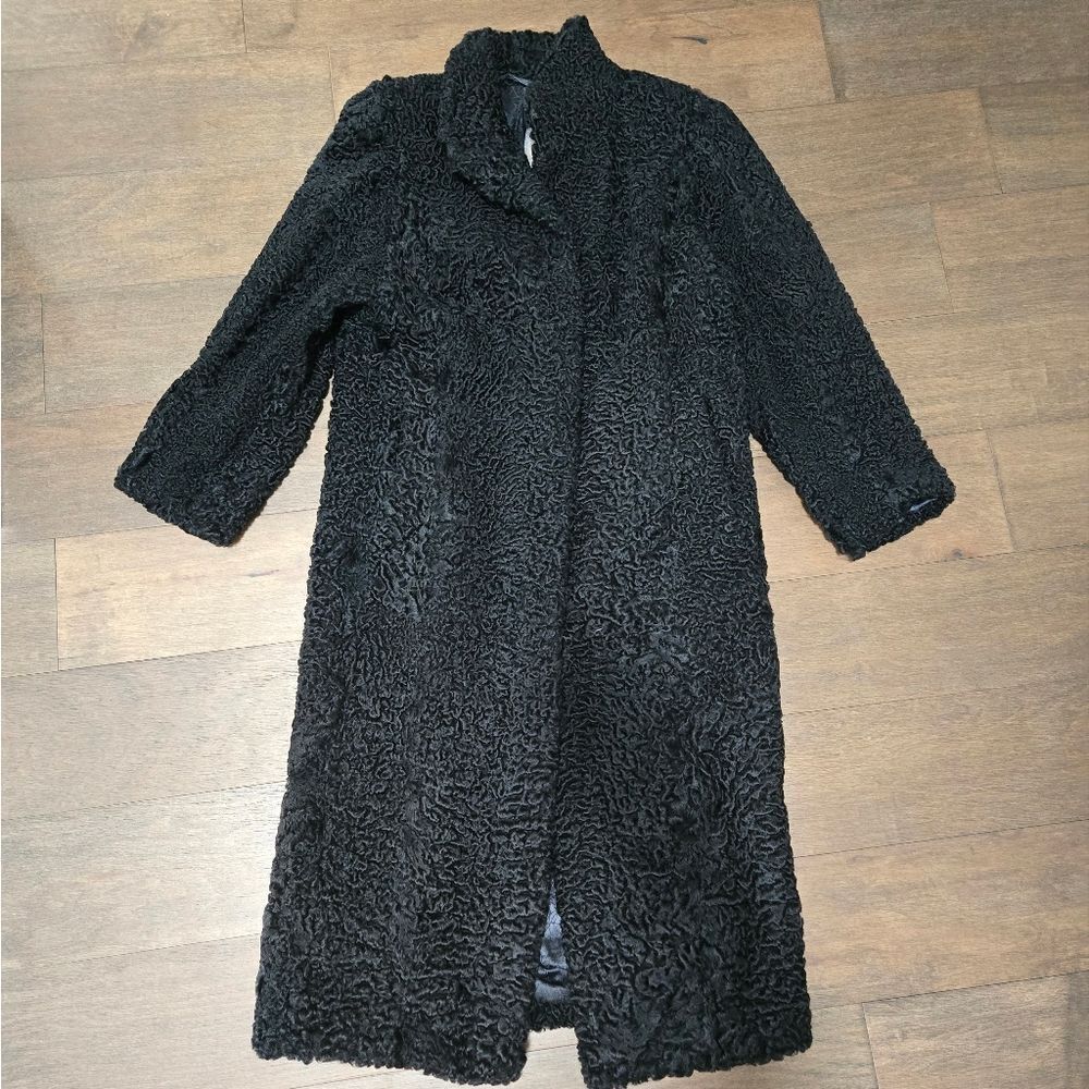 Astrakhan Curly Lamb Fur Long coat size S M